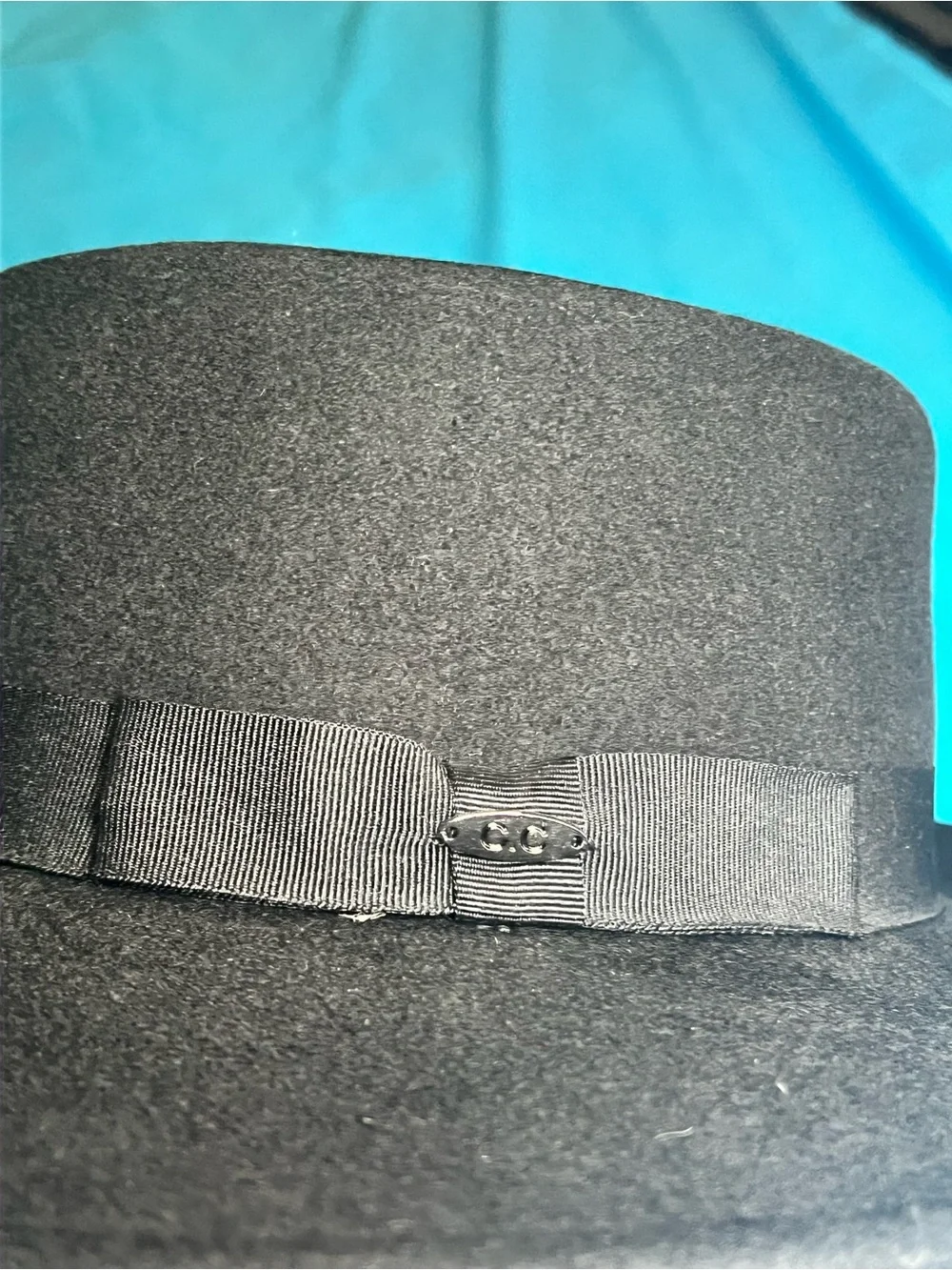 C.C Exclusive Black 100% Wool Wide Brim Boater Hat